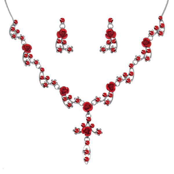 Urthn  Austrian Stone Rhodium Plated Necklace Set - 1102851