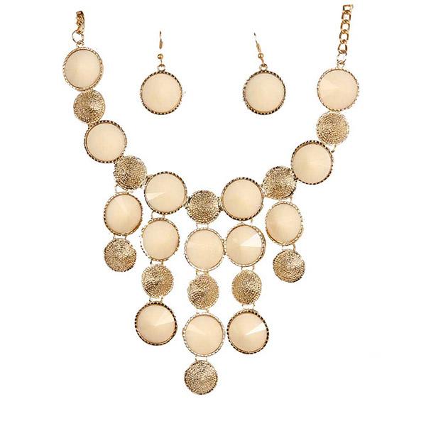 Beadside White Stone Statement Necklace Set - 1103038