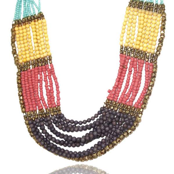 Tip Top Fashions Multicolor Beads Necklace - 1103207