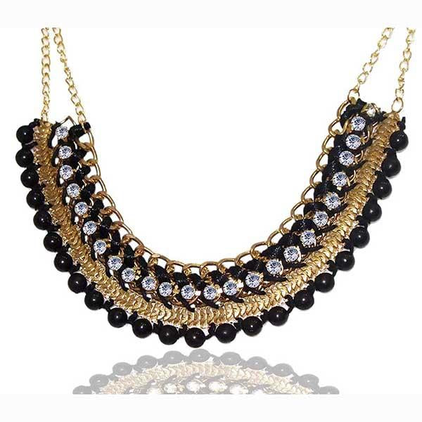 Beadside Black Beads Austrian Stone Fusion Necklace - 1103222