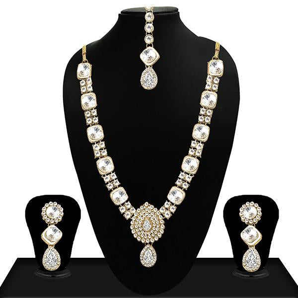 Vivant Charms Gold Plated Crystal Stone Necklace Set - 1103636