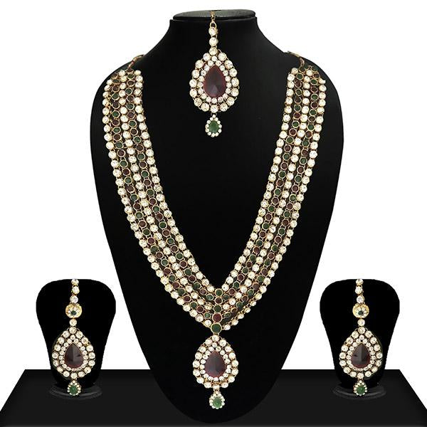 Vivant Charms Austrian Stone Necklace Set With Maang Tikka - 1103639