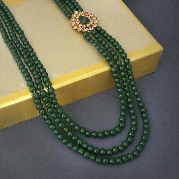 Kriaa Green Beads Austrian Stone Mens Necklace - 1103659B
