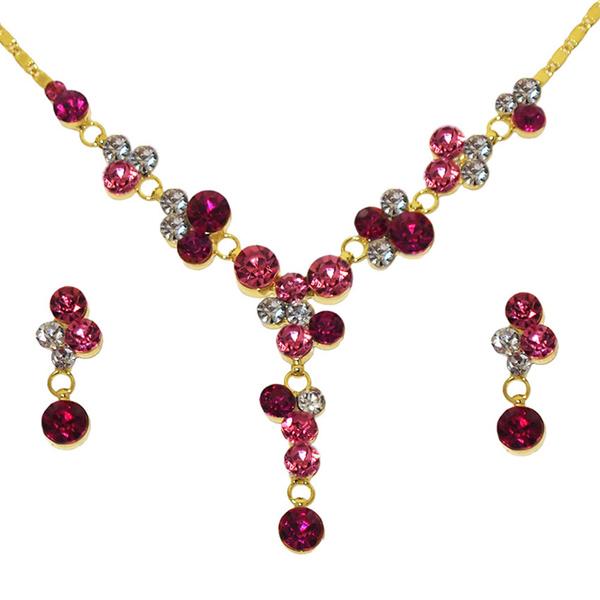 Urthn Pink Austrian Stone Gold Plated Necklace Set - 1103801