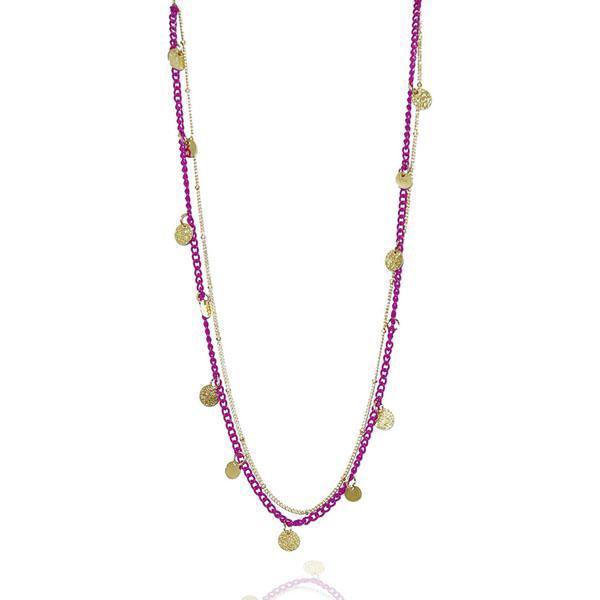 Urthn Gold Plated Pink Double Chain Fusion Necklace - 1104007