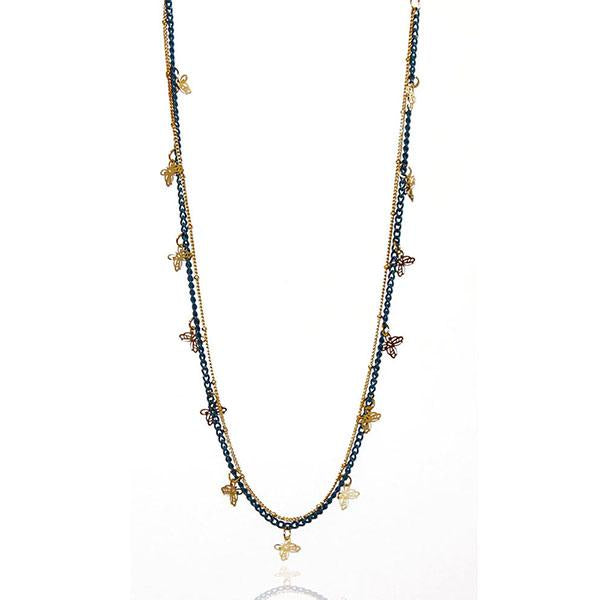 Urthn Gold Plated  Double Chain Statement Necklace - 1104008