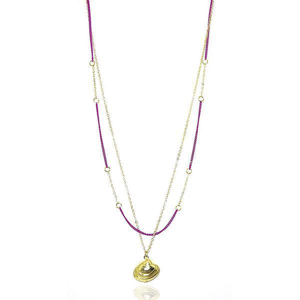 Urthn Gold Plated Pink Double Chain Fusion Necklace - 1104019