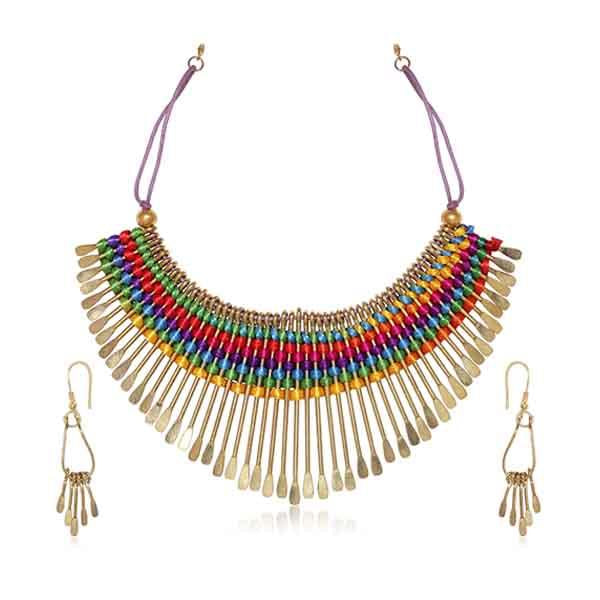 Beadside Multicolor Thread Fusion Necklace Set - 1104142