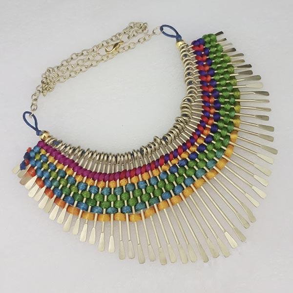 Urthn Multi Thread Gold Plated Statement Necklace - 1104143D