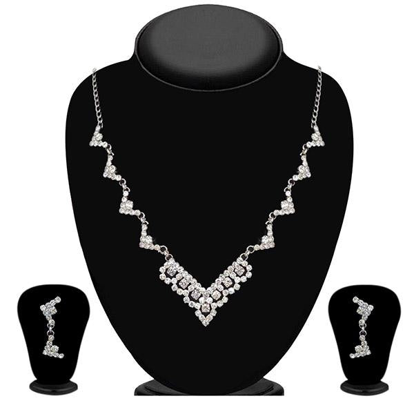Tip Top Fashions Austrian Stone Silver Plated Necklace Set - 1104307