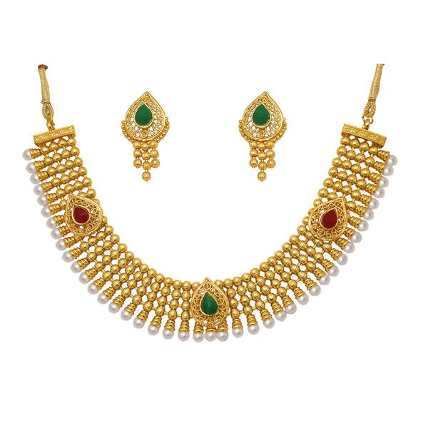 Utkrishtt Green Austrian Stone Gold Plated Necklace Set - 1104501