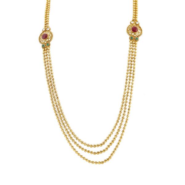 Utkrishtt Gold Plated Maroon Pota Stone Necklace - 1104518