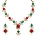 Kriaa Kundan Austrian Stone Gold Plated Necklace Set