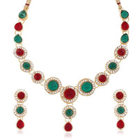 Kriaa Austrian Stone Gold Plated Necklace Set