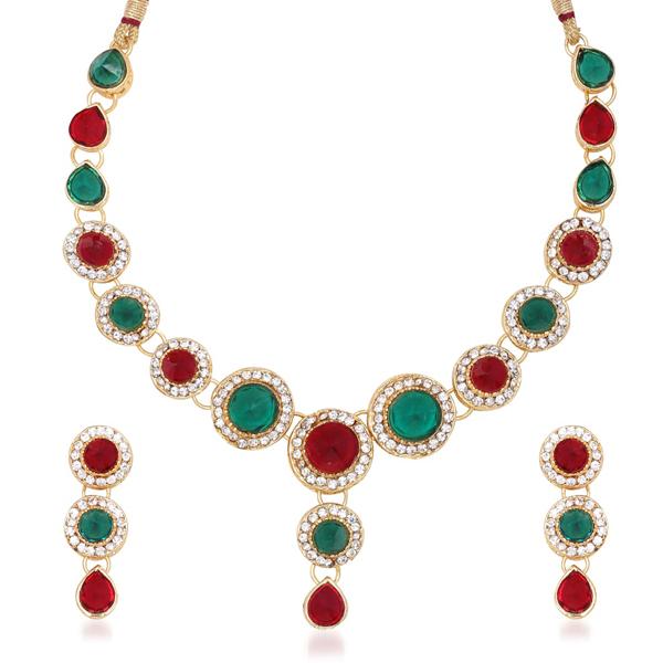 Kriaa Austrian Stone Gold Plated Necklace Set