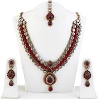 Soha Fashions Beads Austrian Stone Necklace Set With Maang Tikka - 1104905