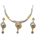 Kriaa Austrian Stone Floral Design 2Tone Necklace Set