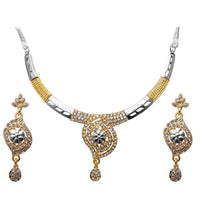 Kriaa Austrian Stone Floral Design 2Tone Necklace Set