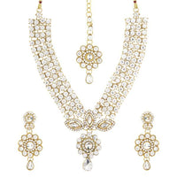 Vivant Charms Austrian Stone Necklace Set With Maang Tikka - 1105105