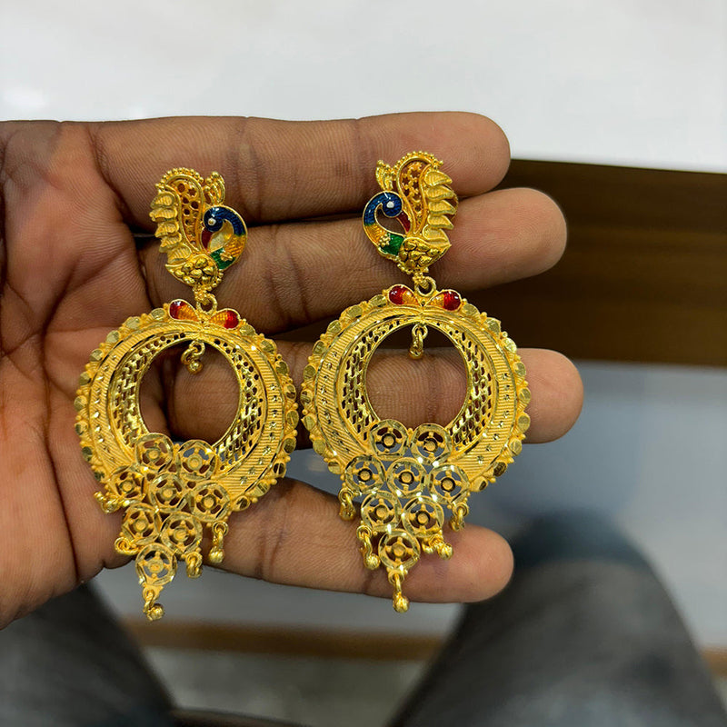 Green & Gold Pure Gold Earrings | Sakhi Fashions – sakhifashions