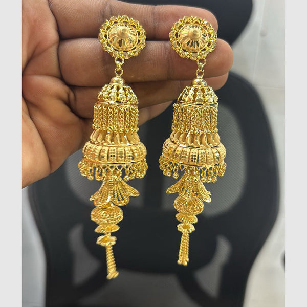 Pari Art Jewellery Forming Gold Jhumki Earrings