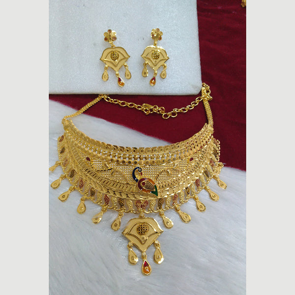 Pari Art Jewellery Forming Gold Plated  Choker Necklace Set