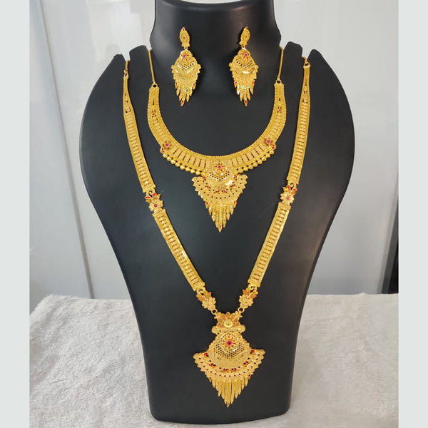Pari Art Jewellery Forming Gold Double Necklace Set