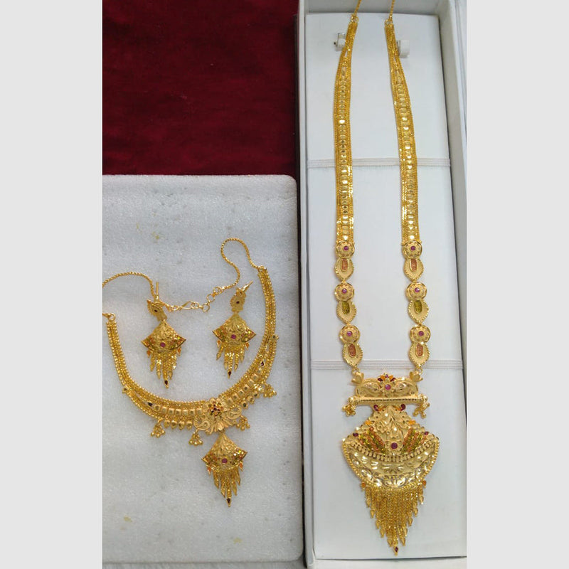 Pari Art Jewellery Forming Gold Combo Necklace Set