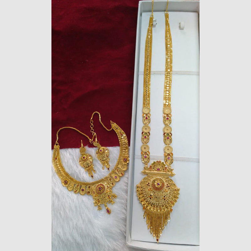 Pari Art Jewellery Forming Gold Combo Necklace Set