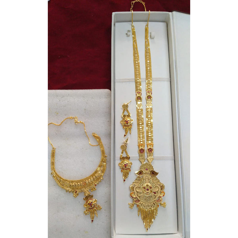 Pari Art Jewellery Forming Gold Combo Necklace Set