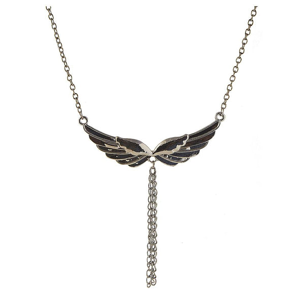 Jeweljunk Oxidised Plated  Wings Design Statement Necklace - 1105408