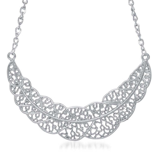 Jeweljunk Silver Plated Statement Necklace - 1105420