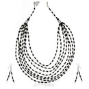 Urthn Black Beads Silver Plated Costume Necklace Set - 1105609