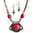 Beadside Pink Beads Antique Gold Necklace Set - 1105906E