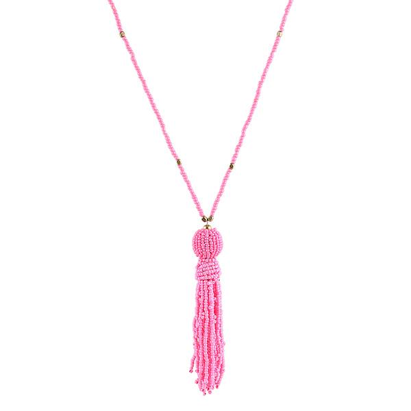 Beadside Pink Beads Statement Necklace - 1105916A