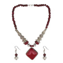 Beadside Beads Rhodium Plated Necklace Set - 1105922H