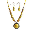 Beadside Yellow Beads Antique Gold Necklace Set - 1105924C