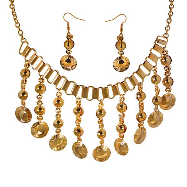 Jeweljunk Antique Gold Statement Necklace Set - 1106004