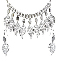 Jeweljunk Rhodium Plated Statement Necklace Set -1106008