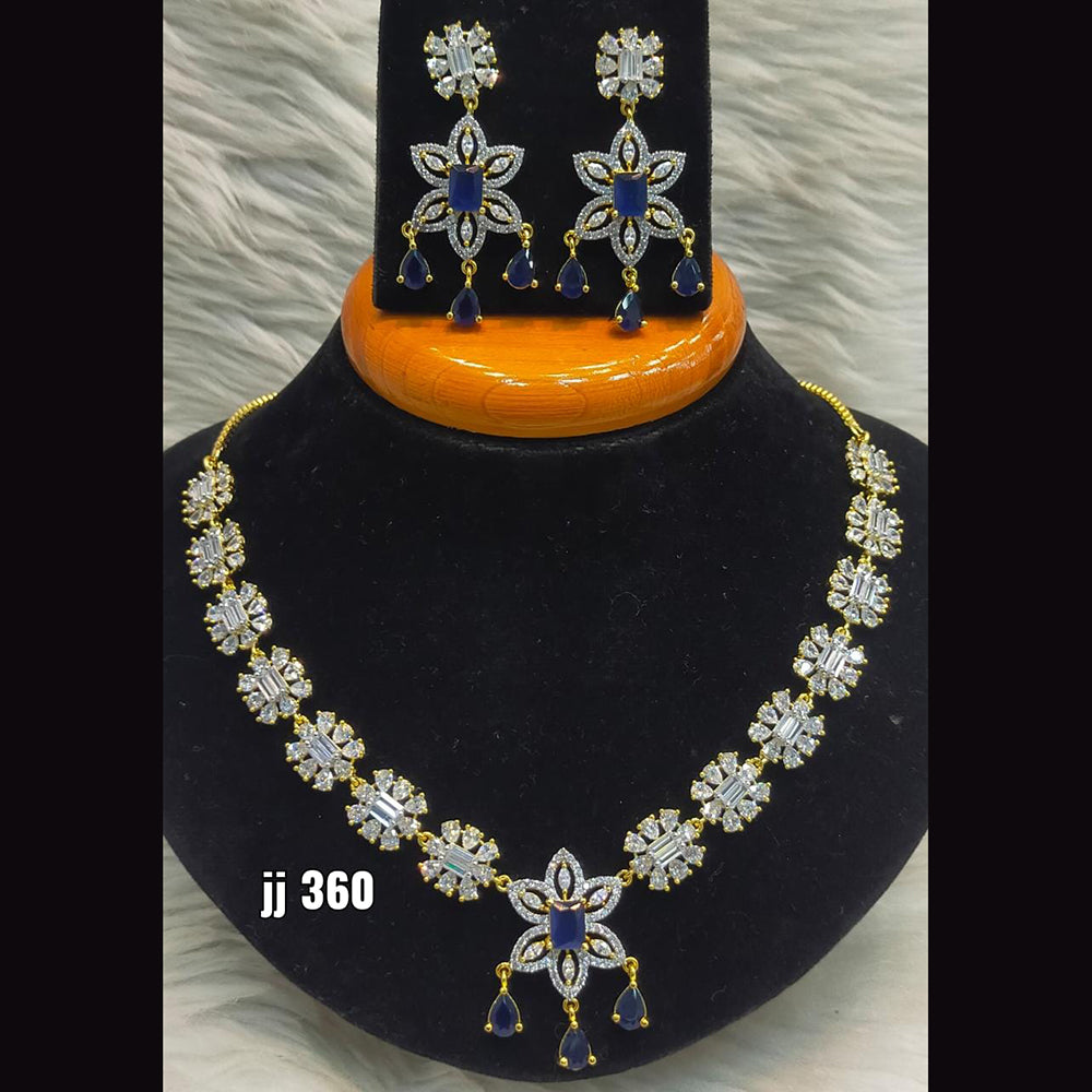 Jain Jewellers American Diamond Necklace Set - 11061508