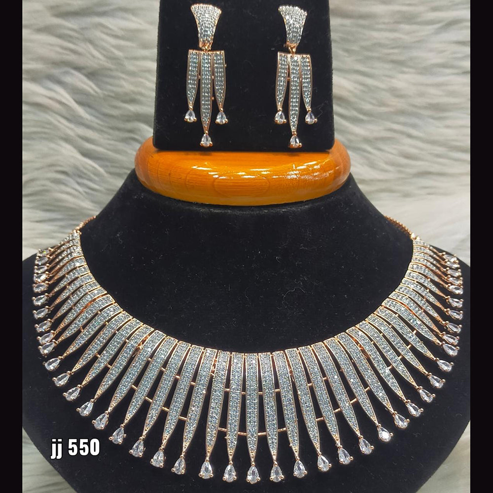 Jain Jewellers American Diamond Necklace Set - 11061509
