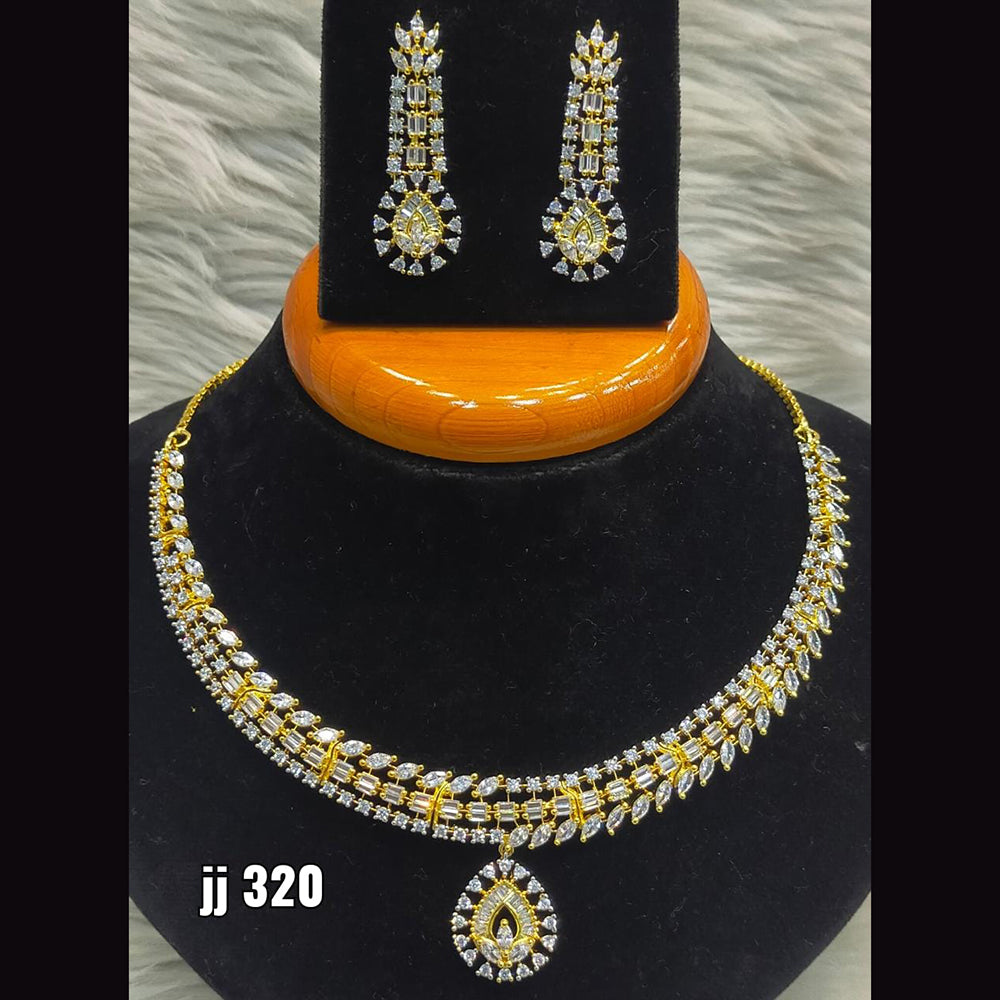 Jain Jewellers American Diamond Necklace Set - 11061510