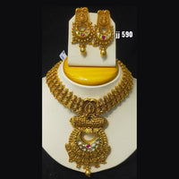 Jain Jewellers Gold Plated Pota Stone Necklace Set