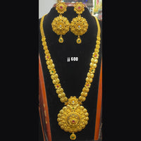 Jain Jewellers Gold Plated Pota Stone Long Haram Necklace Set