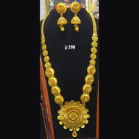 Jain Jewellers Gold Plated Pota Stone Long Haram Necklace Set
