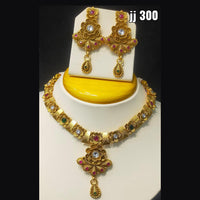 Jain Jewellers Gold Plated Pota Stone Necklace Set