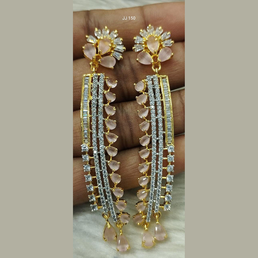 Jain Jewellers Gold Plated Ad Stone Dangler Earrings