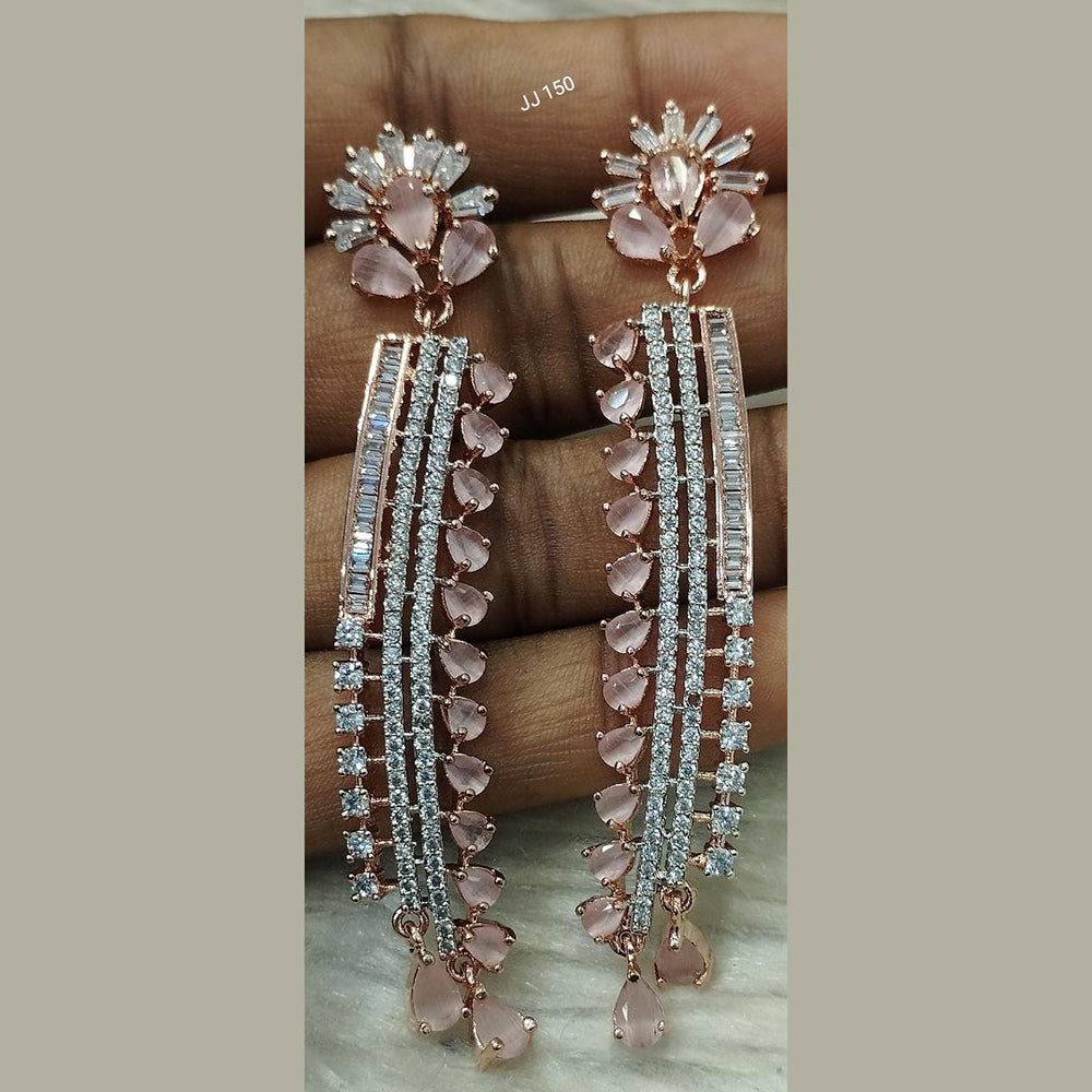 Jain Jewellers Rose Gold Plated Ad Stone Dangler Earrings