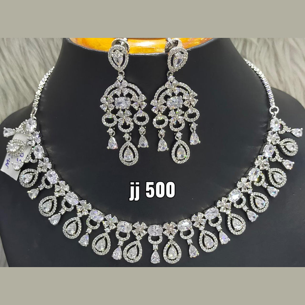 Jain Jewellers American Diamond Necklace Set - 11061564WH