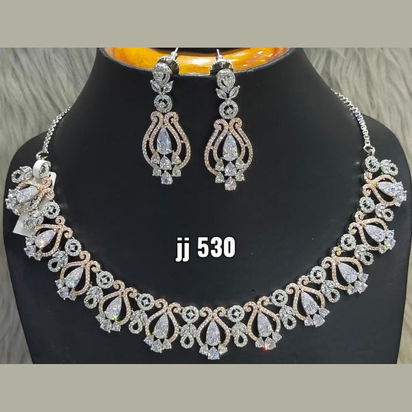 Jain Jewellers American Diamond Necklace Set - 11061570WH